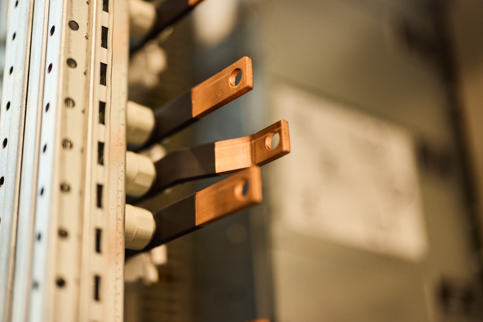 Copper busbar close-up
